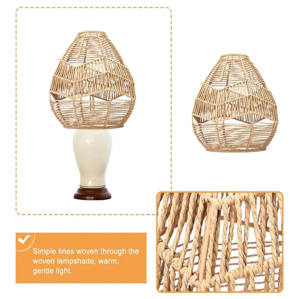 Handwoven Jute Lantern Shade - Natural Brown